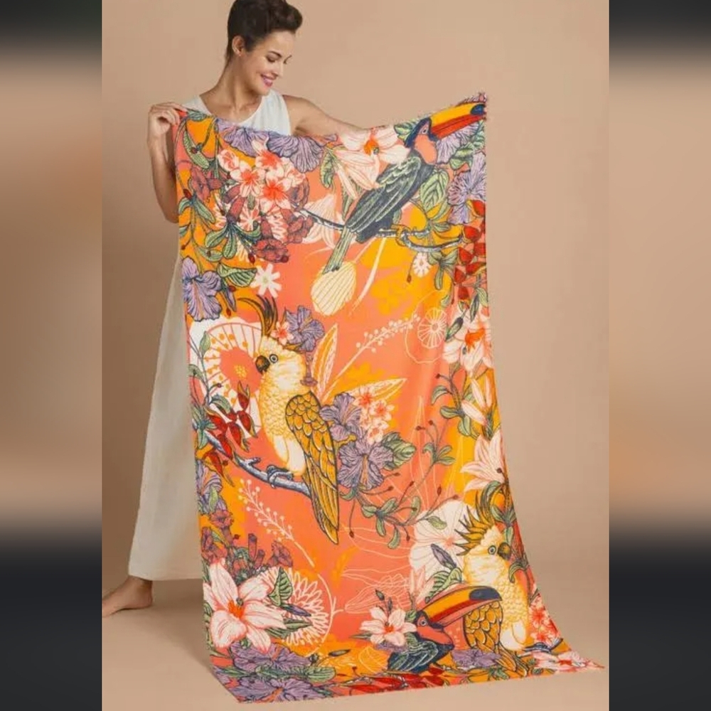POWDER Tropical Bird and Floral Print Scarf